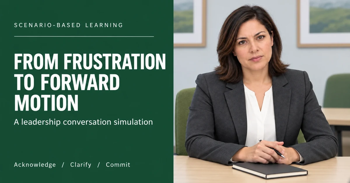 From Frustration to Forward Motion course cover showing a fictional educator in a professional meeting.